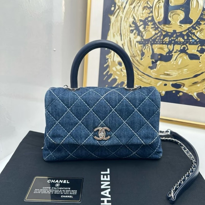 全配🈶購證♥️ Chanel Coco handle 牛仔丹寧小號-6