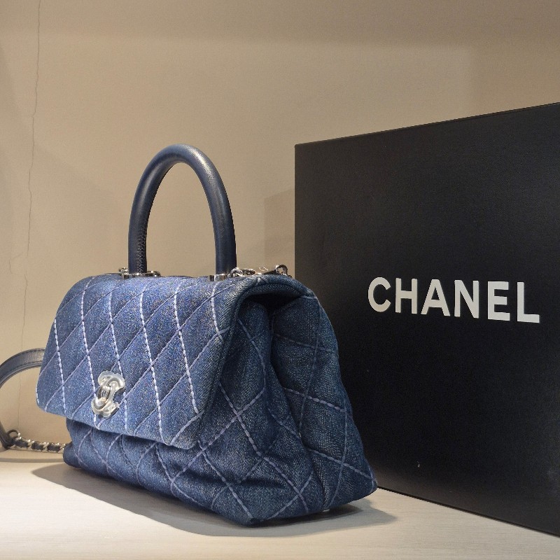 全配🈶購證♥️ Chanel Coco handle 牛仔丹寧小號-8