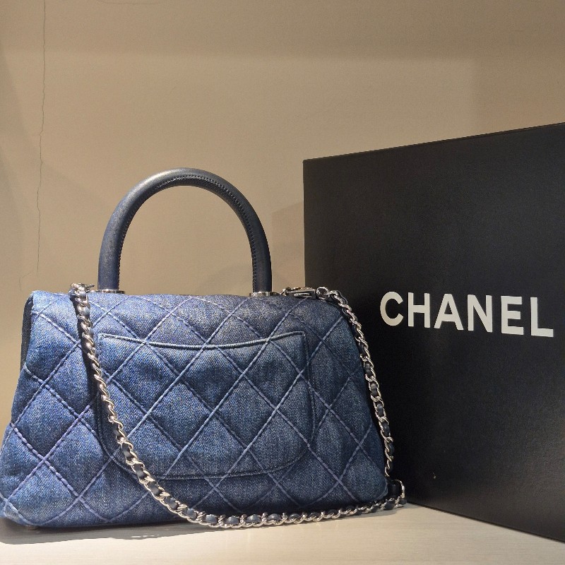 全配🈶購證♥️ Chanel Coco handle 牛仔丹寧小號-9