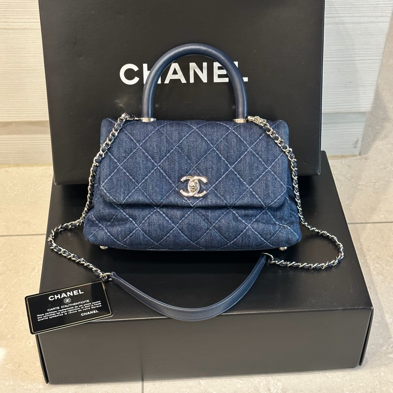 全配🈶購證♥️ Chanel Coco handle 牛仔丹寧小號-13