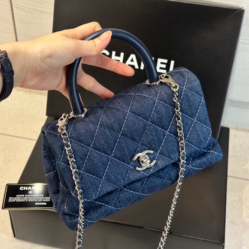 全配🈶購證♥️ Chanel Coco handle 牛仔丹寧小號-8