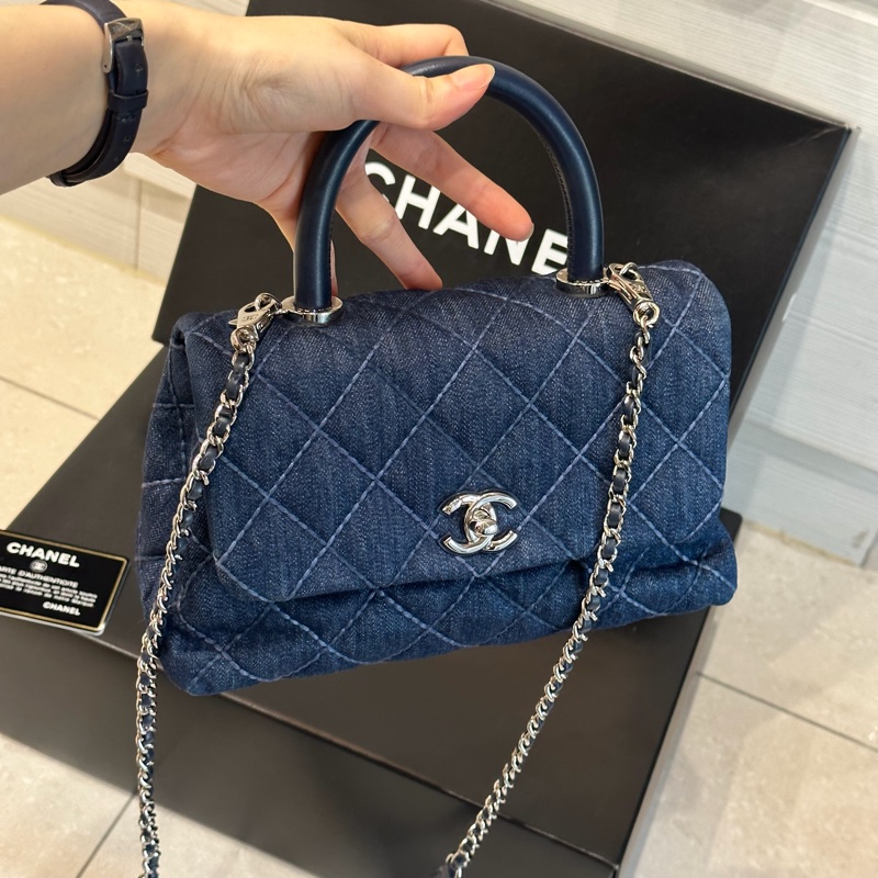 全配🈶購證♥️ Chanel Coco handle 牛仔丹寧小號-9