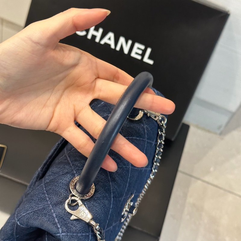 全配🈶購證♥️ Chanel Coco handle 牛仔丹寧小號-12