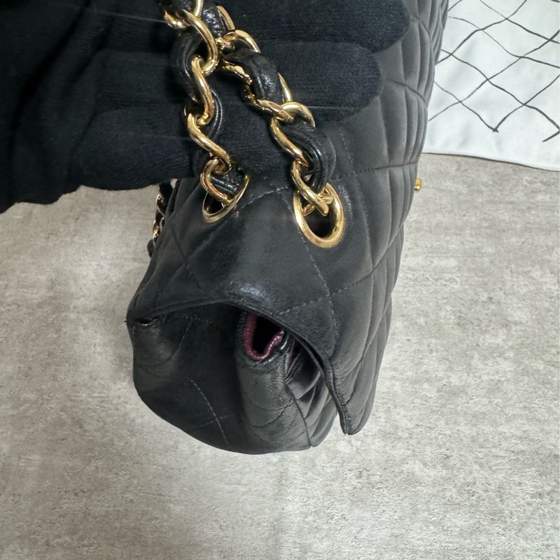 正品 Chanel jumbo 黑金羊皮鏈條包-3