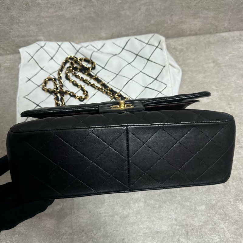 正品 Chanel jumbo 黑金羊皮鏈條包-7