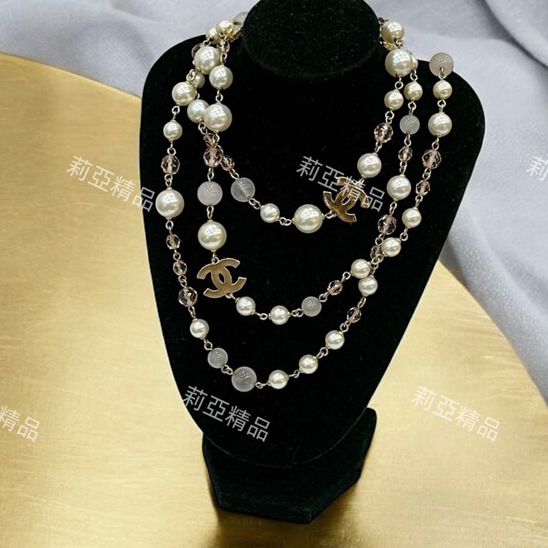 莉亞精品♡Chanel 珍珠項鍊 長鏈 二手美品-0