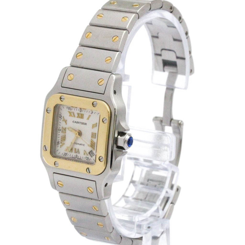 卡地亞 Santos Galbee 18K 金鋼女士腕錶 W20045C4 拋光-1