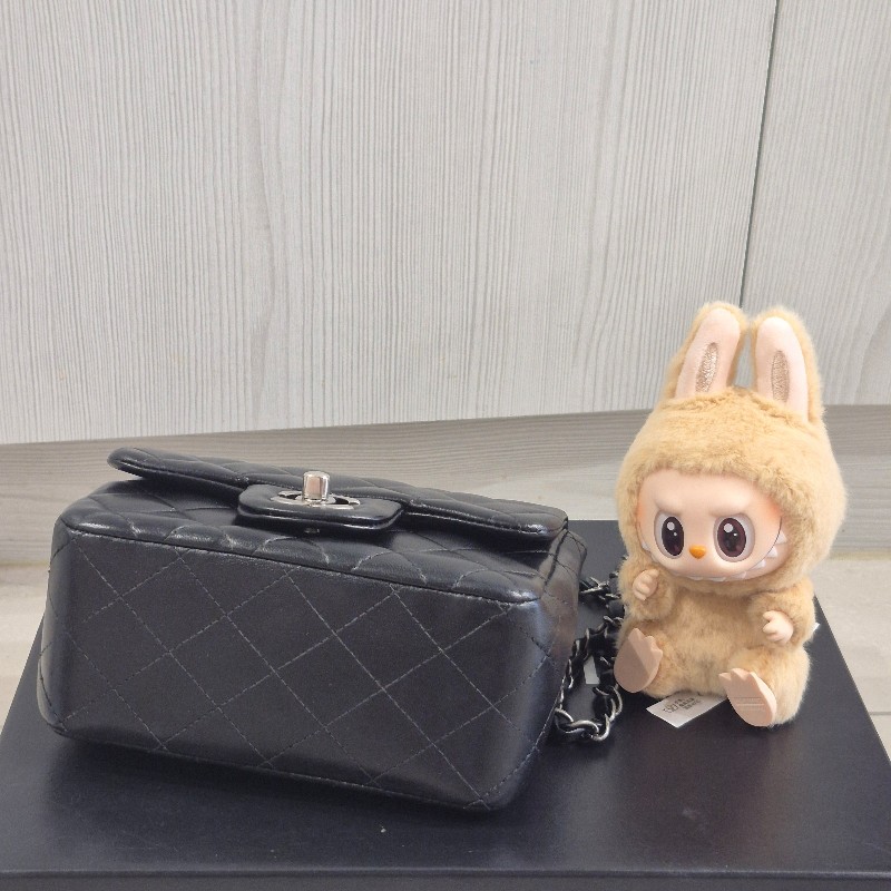 全配🈶購證♥️ Chanel 黑銀羊皮方胖子-8