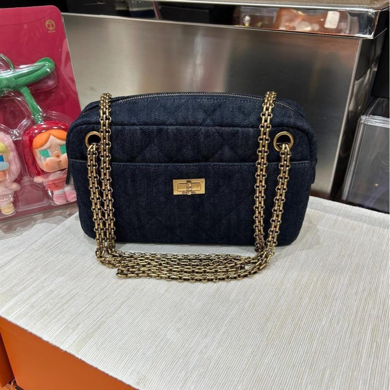 Chanel denim camera bag 牛仔2.55金扣-0