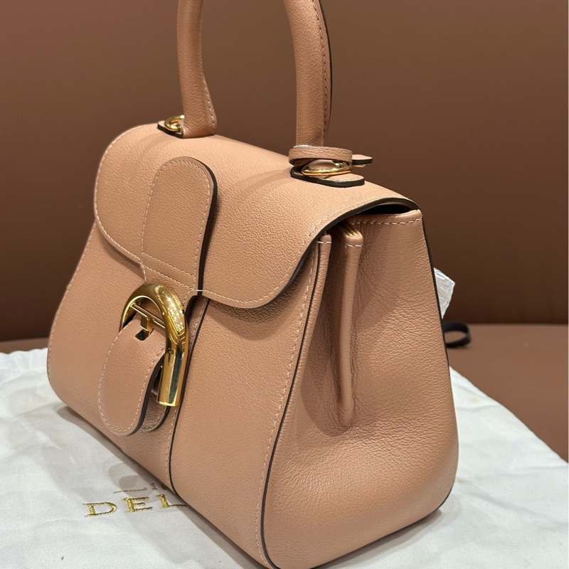 德尔沃Delvaux迷你mini brillant金棕金扣手提单肩包-2