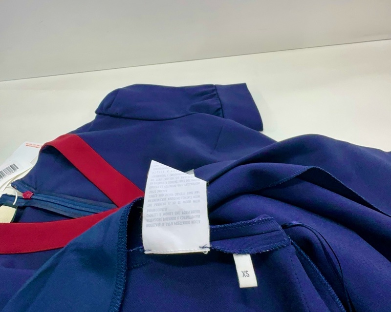GUCCI古馳 拼色中長款V領後置拉鍊短袖連衣裙 女款 藍色-13