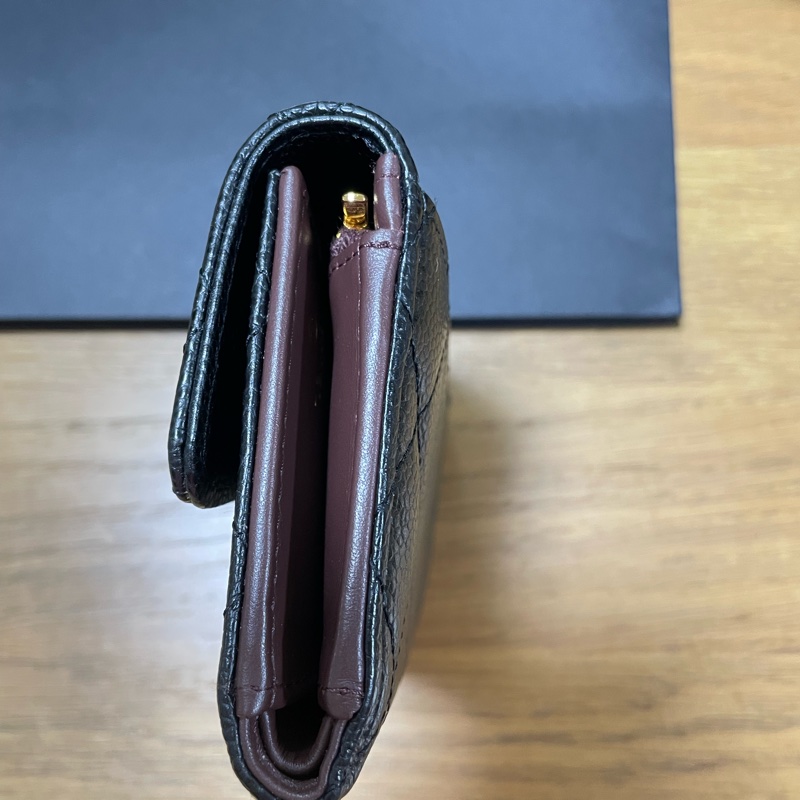 CHANEL中夾 經典COCO荔枝黑金-8