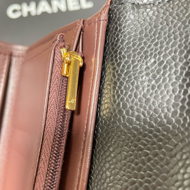 CHANEL中夾 經典COCO荔枝黑金-11
