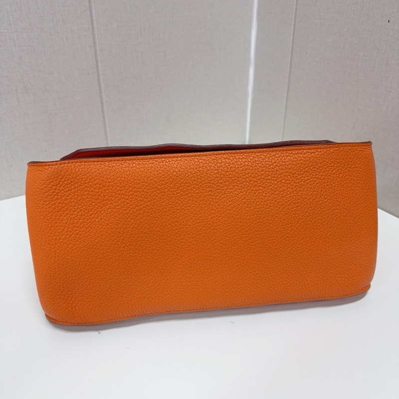98新愛馬仕 Hermes 吉普賽 愛馬仕橙 銀扣 框P刻-3