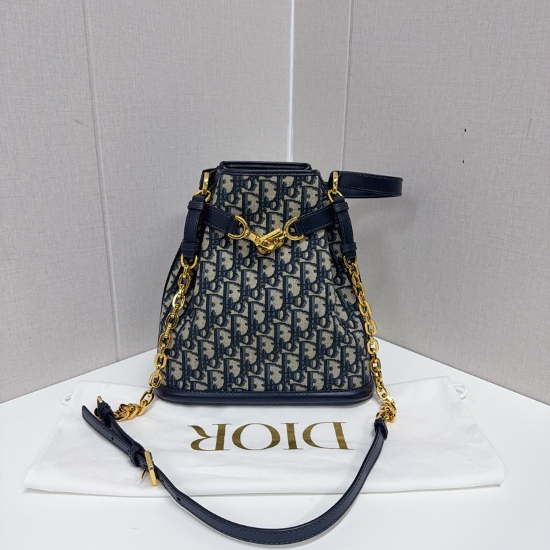 98新 Dior迪奧 oblique中號老花水桶包 背法多種-5