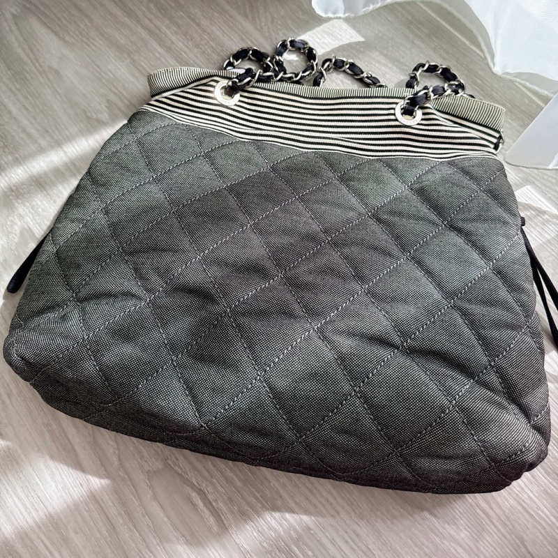 Chanel 深灰色L0GO托特包💜大容量超好裝-4