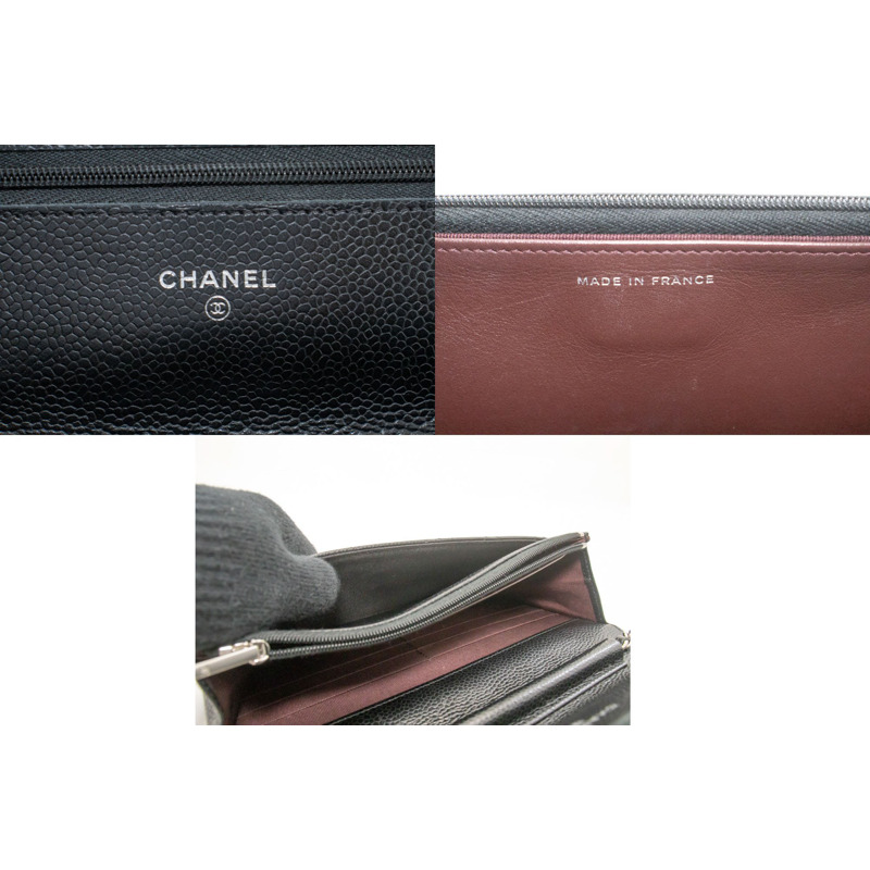 【日本直送】CHANEL 粒面小牛皮鏈條錢包 WOC 黑色單肩包 SV-7