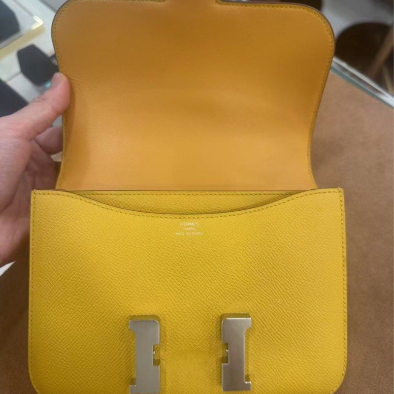 🌈Hermes💛Mini Constance 19💛9D琥珀黃銀扣🌟98.5新🌈epsom皮💛康康💛-1