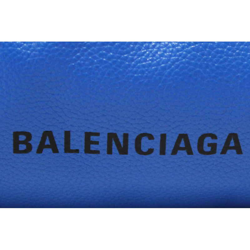 NEW Balenciaga Blue Grained Calfskin Leather XL Cloud Clutch with Strap-3