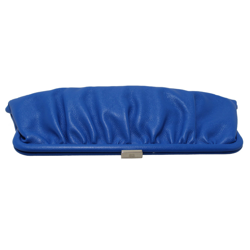 NEW Balenciaga Blue Grained Calfskin Leather XL Cloud Clutch with Strap-8