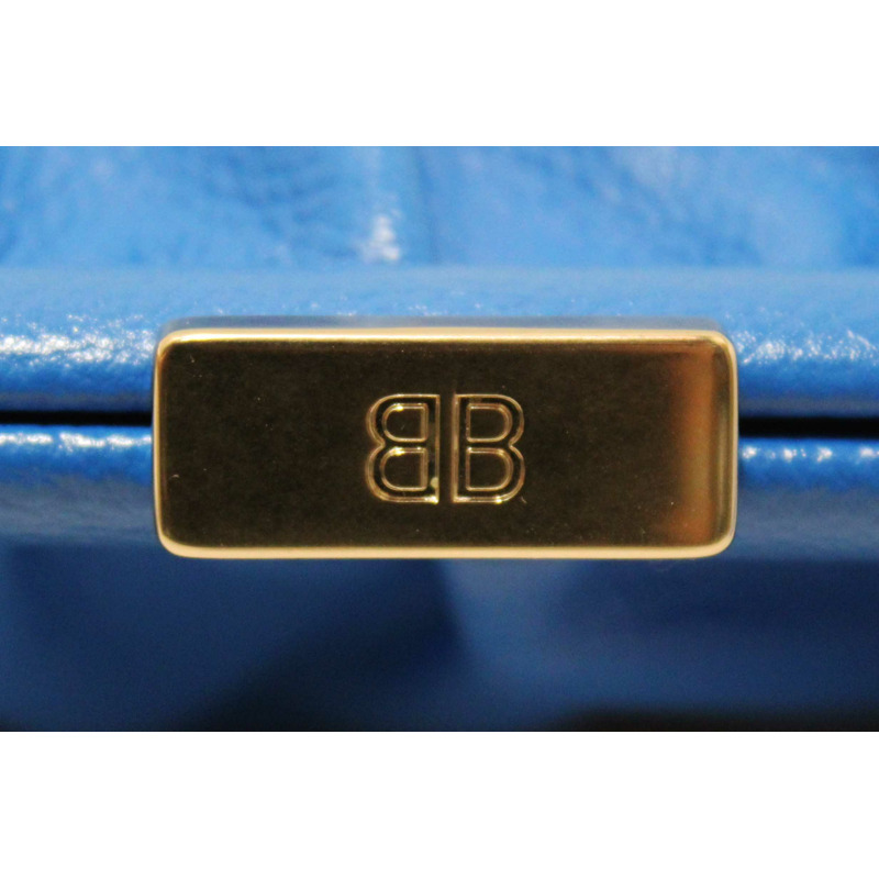 NEW Balenciaga Blue Grained Calfskin Leather XL Cloud Clutch with Strap-9