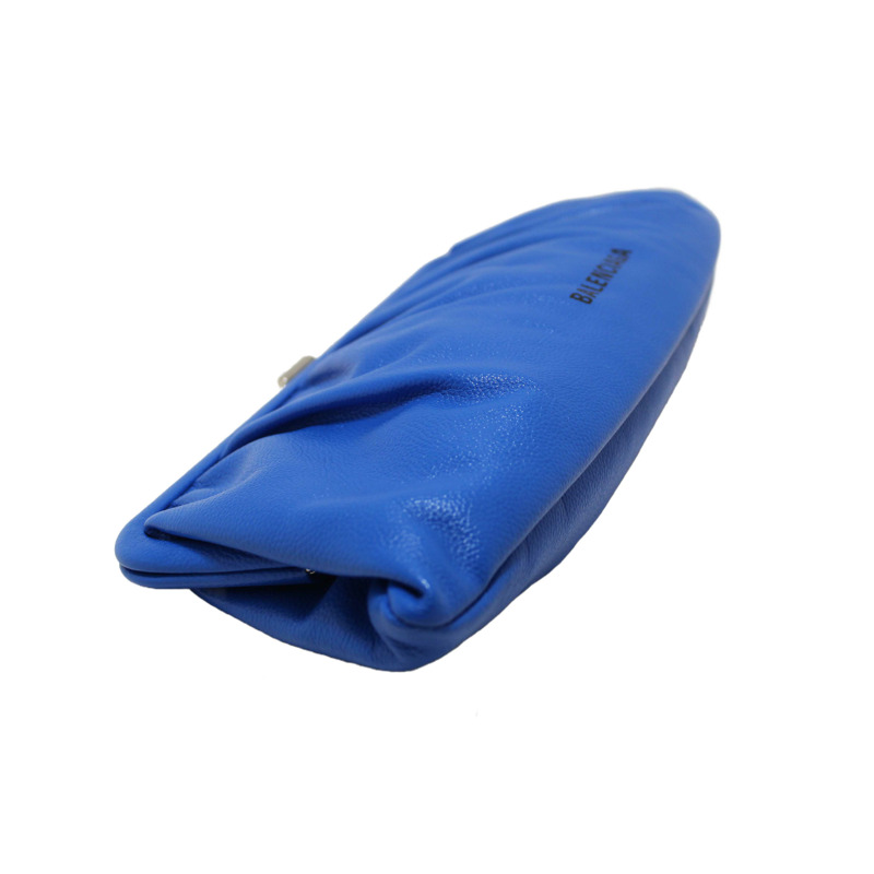 NEW Balenciaga Blue Grained Calfskin Leather XL Cloud Clutch with Strap-12