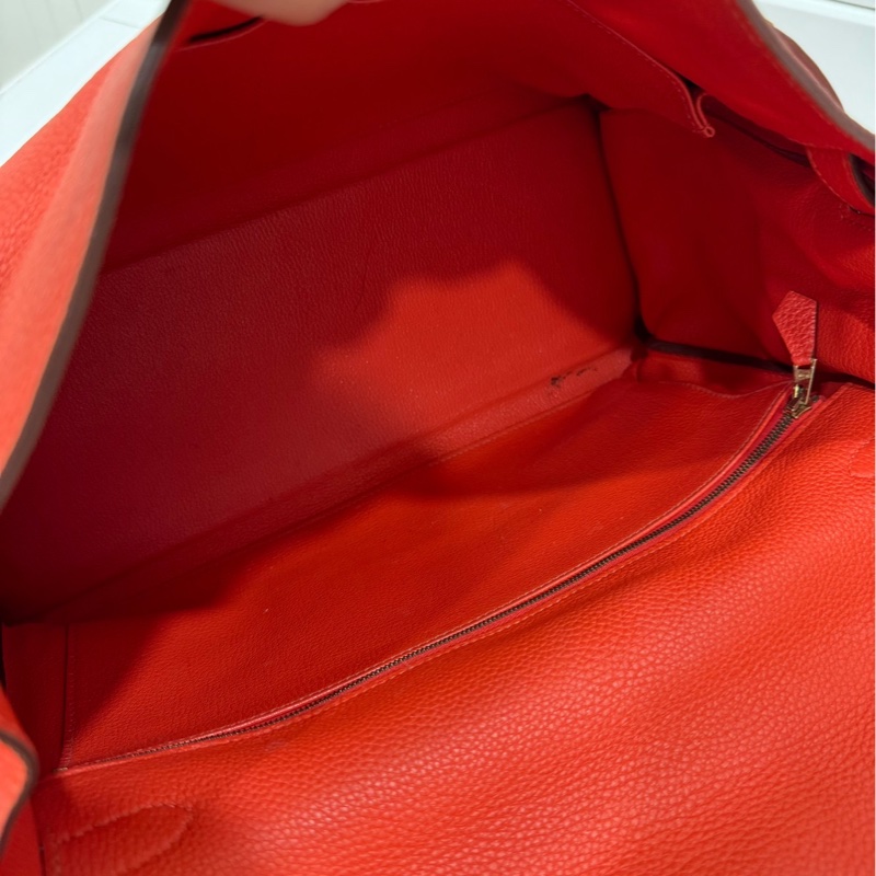 愛馬仕 Hermes Kelly 火焰紅 金扣 內縫 35 凱莉包 手提包 肩背包 斜背包 附絲巾-10