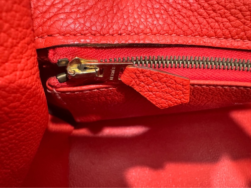 愛馬仕 Hermes Kelly 火焰紅 金扣 內縫 35 凱莉包 手提包 肩背包 斜背包 附絲巾-11