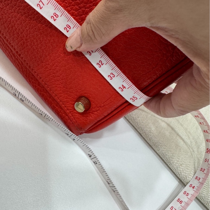 愛馬仕 Hermes Kelly 火焰紅 金扣 內縫 35 凱莉包 手提包 肩背包 斜背包 附絲巾-12