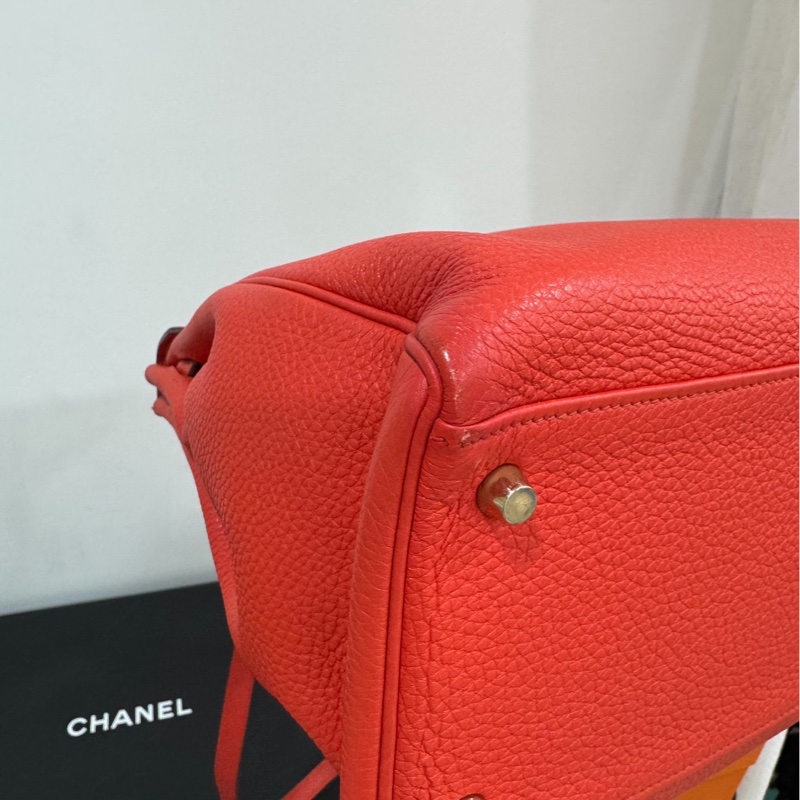 愛馬仕 Hermes Kelly 火焰紅 金扣 內縫 35 凱莉包 手提包 肩背包 斜背包 附絲巾-14