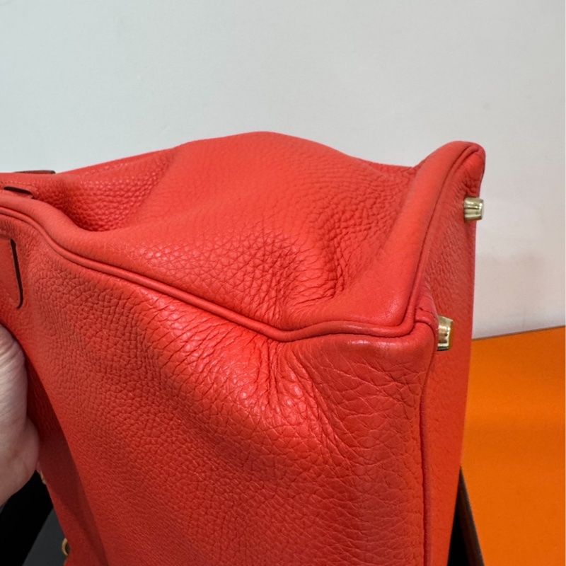 愛馬仕 Hermes Kelly 火焰紅 金扣 內縫 35 凱莉包 手提包 肩背包 斜背包 附絲巾-17