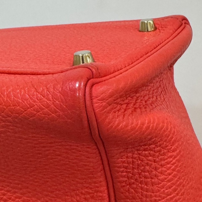 愛馬仕 Hermes Kelly 火焰紅 金扣 內縫 35 凱莉包 手提包 肩背包 斜背包 附絲巾-19