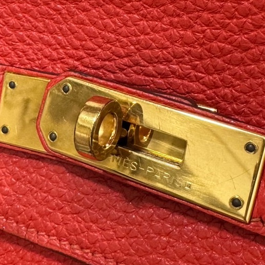愛馬仕 Hermes Kelly 火焰紅 金扣 內縫 35 凱莉包 手提包 肩背包 斜背包 附絲巾-27