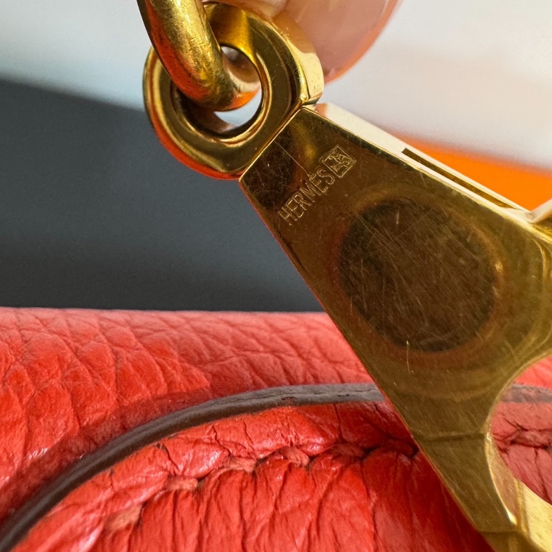 愛馬仕 Hermes Kelly 火焰紅 金扣 內縫 35 凱莉包 手提包 肩背包 斜背包 附絲巾-28