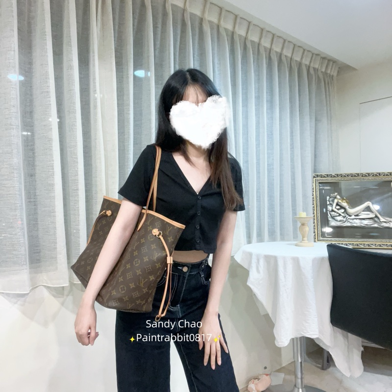 ෆ LV Neverfull中號老花托特-2