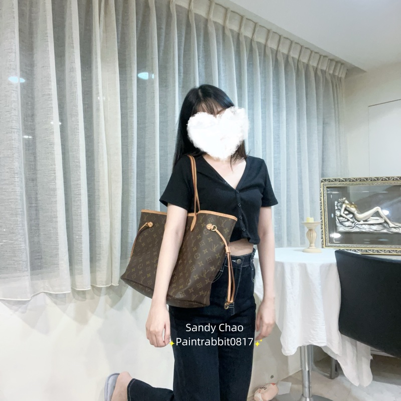 ෆ LV Neverfull中號老花托特-3