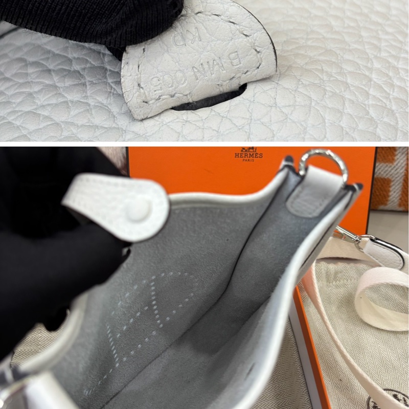 🌈Hermes🌟Mini Evelyne🌟0U新白色銀扣🌈99.8新閑置🌟TC皮🌟Stamp B🌟-5