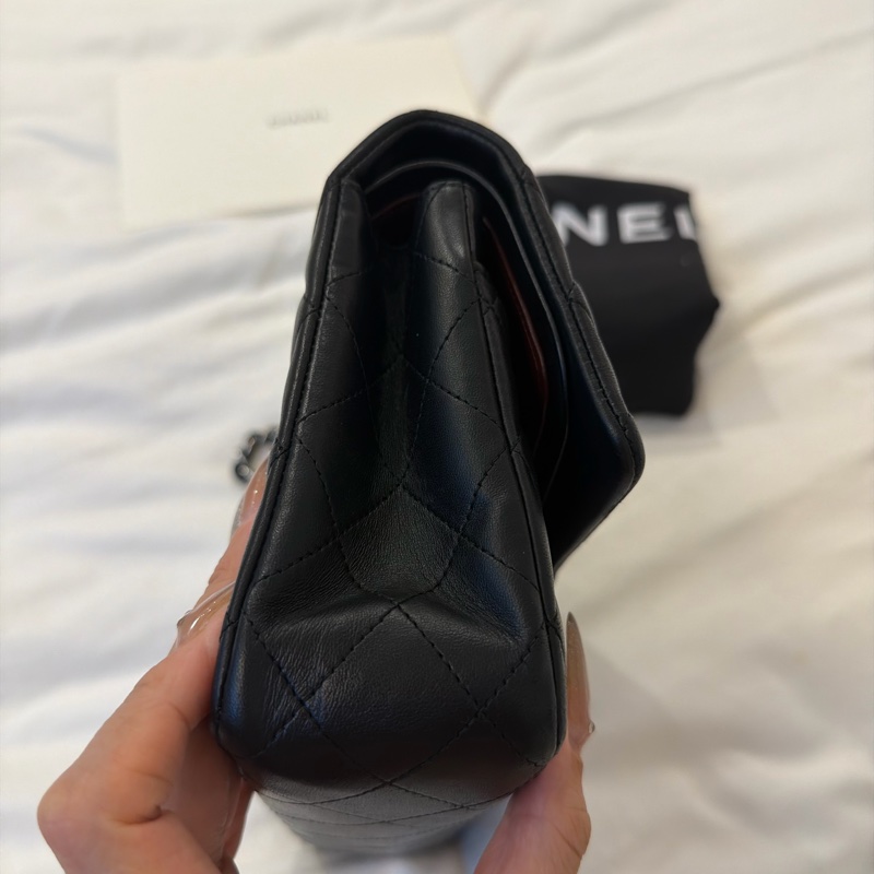 chanel cf 25黑色銀扣經典包-3