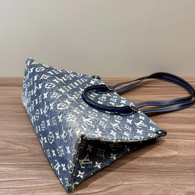 LV 藍色丹寧ontheso中號手提肩背包 芯片款 33*24*14 98新配件塵袋-4