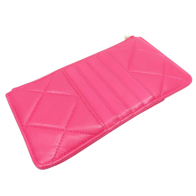 粉色 羊皮 菱格紋 Chanel 19 手機卡片套【CHANEL 香奈兒】 AP1182-3