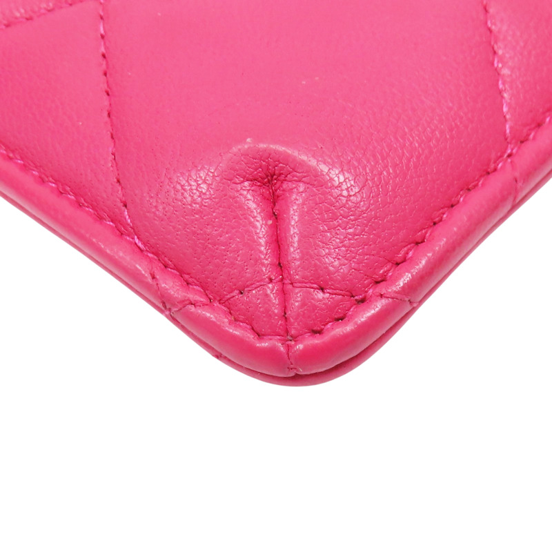 粉色 羊皮 菱格紋 Chanel 19 手機卡片套【CHANEL 香奈兒】 AP1182-10