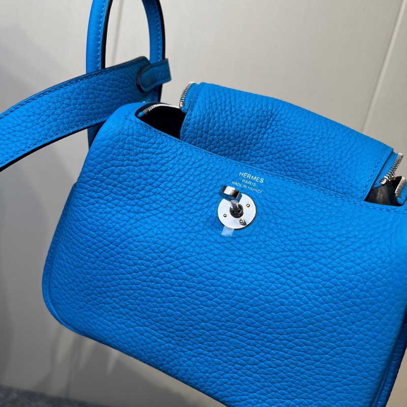 🌈Hermes💙Mini Lindy一代💙0F佛羅里達藍銀扣💙全新閒置未使用🌟全套有單🌟TC皮🌟-5