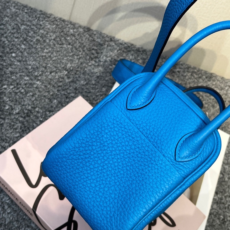 🌈Hermes💙Mini Lindy一代💙0F佛羅里達藍銀扣💙全新閒置未使用🌟全套有單🌟TC皮🌟-6