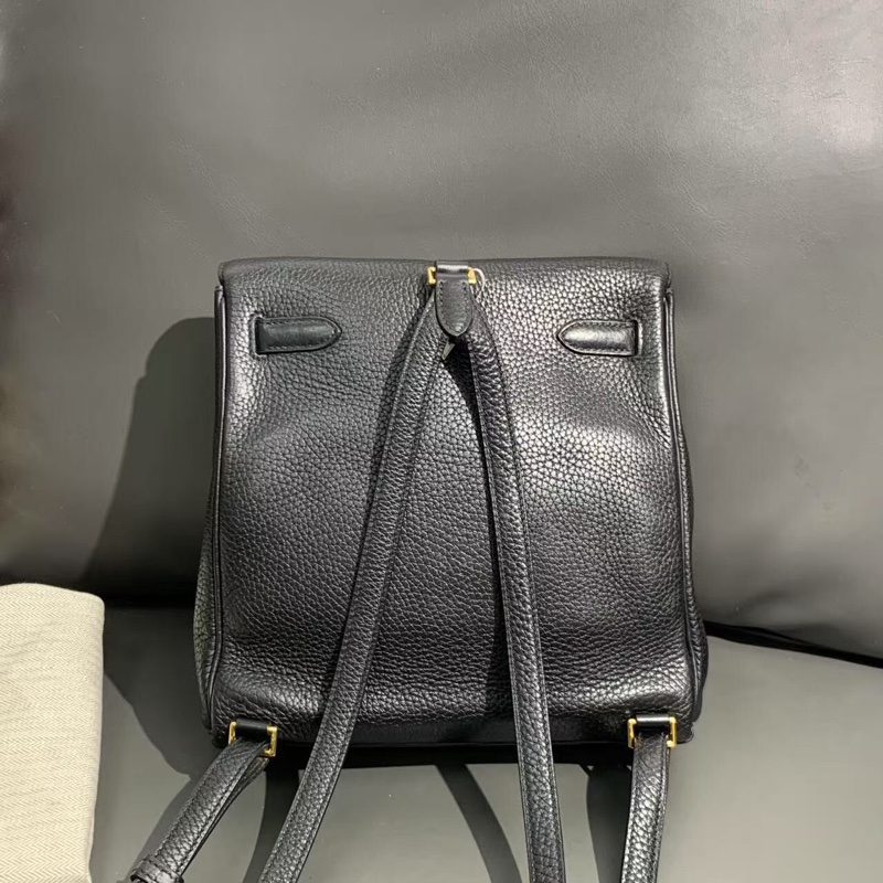 hermes愛馬仕kelly ado 黑金雙肩包 tc 皮 c 刻 背包-1