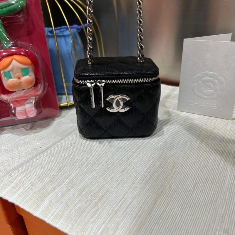 Chanel mini vanity with coco chain黑色荔枝牛皮-3