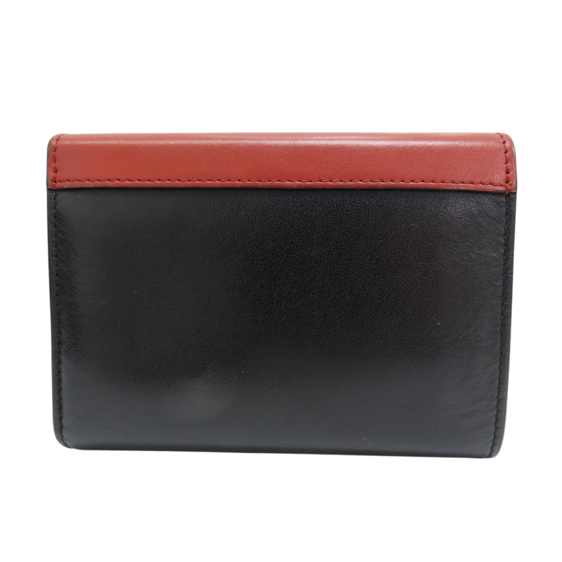 紅/黑/卡其色 牛皮 Mini Bifold 扣式短夾 10378-1