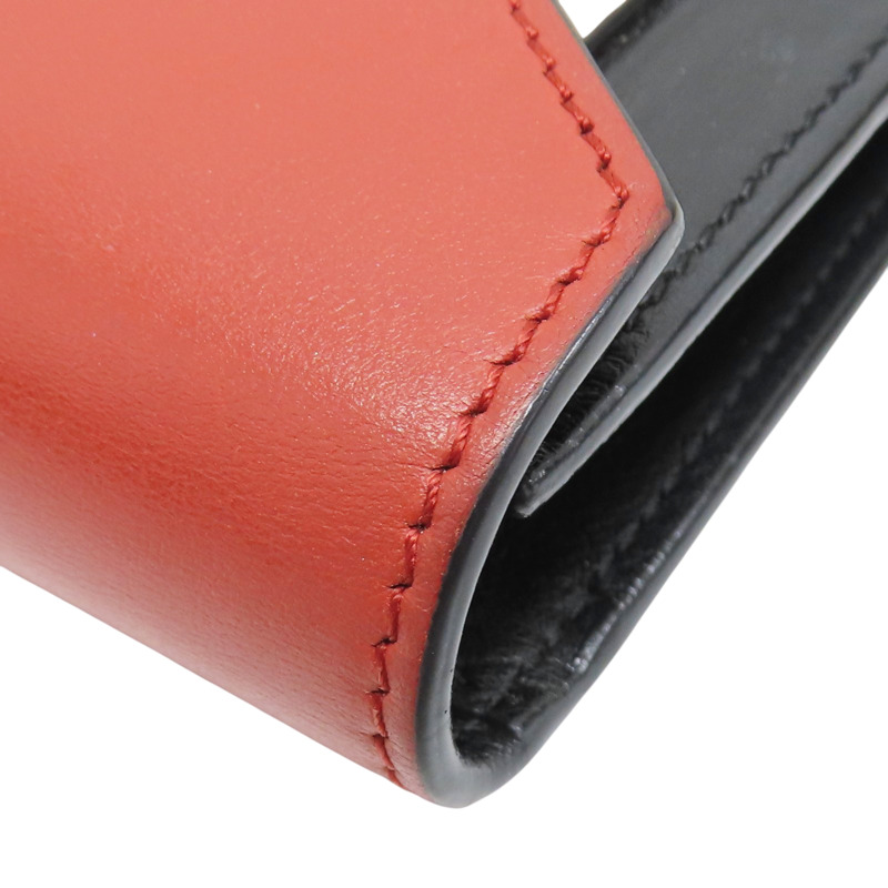 紅/黑/卡其色 牛皮 Mini Bifold 扣式短夾 10378-11