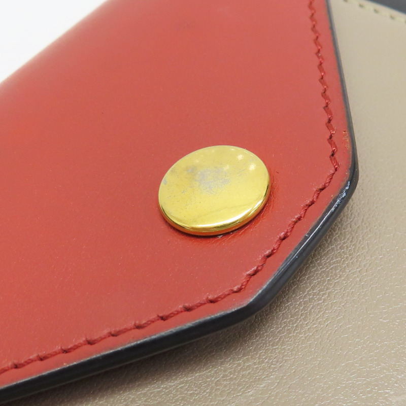 紅/黑/卡其色 牛皮 Mini Bifold 扣式短夾 10378-13