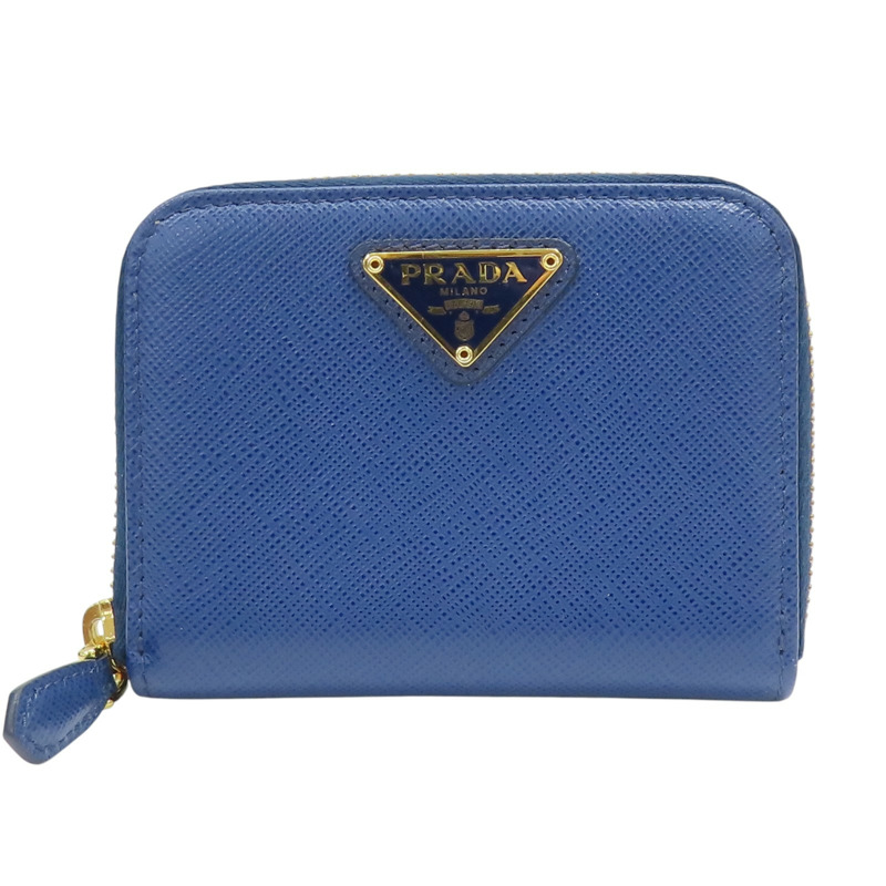 藍色 牛皮 coin case 拉鍊零錢包 1MM268【PRADA 普拉達】 1MM268-0