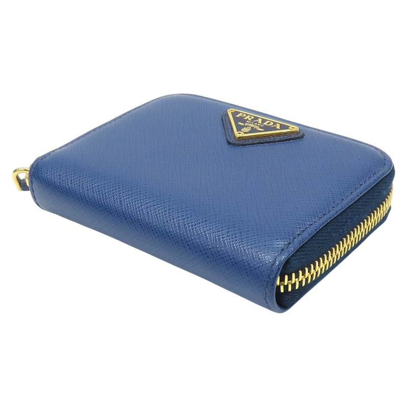 藍色 牛皮 coin case 拉鍊零錢包 1MM268【PRADA 普拉達】 1MM268-2